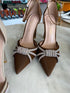 Rhinestone Embedded Pointy Ankle Strap Heels